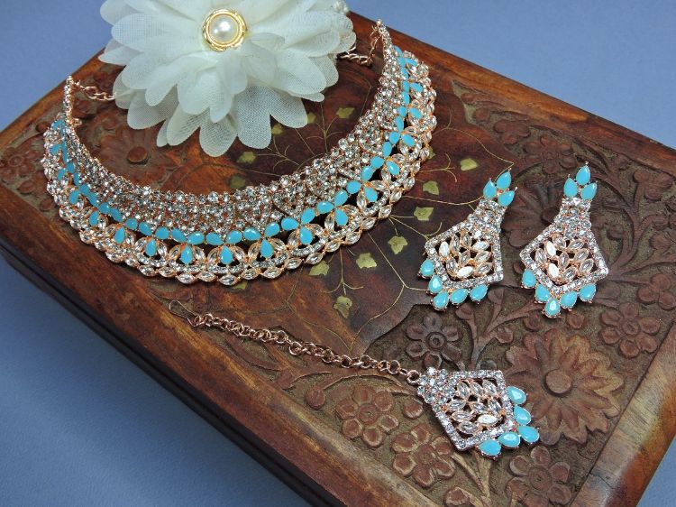 Picture of Shapely Designer American Diamond Necklace