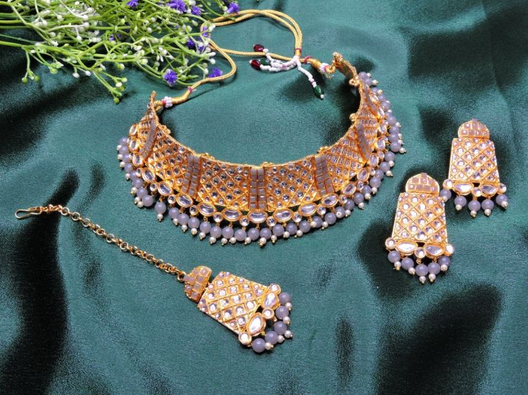 Picture of Amazing Designer American Diamond Grey Necklace