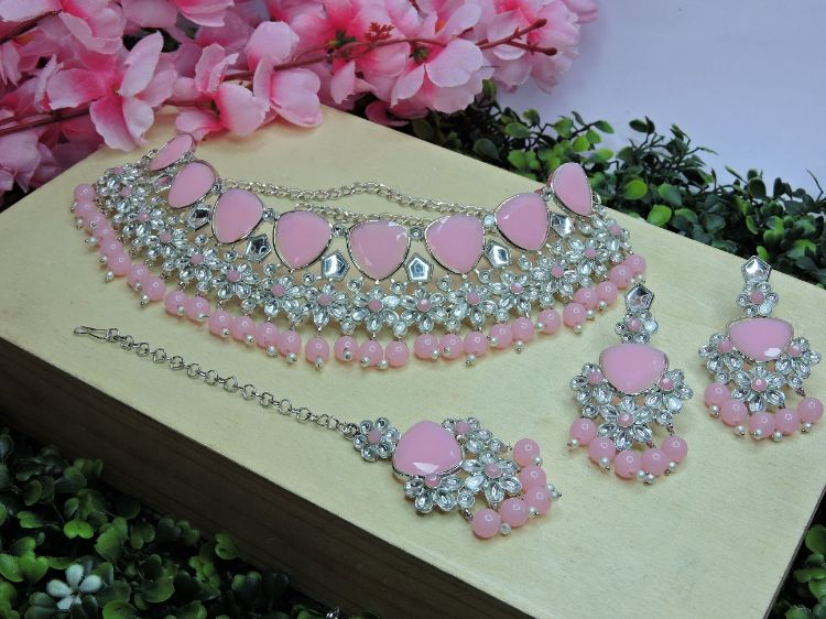 Picture of Admirable Designer American Diamond Pink Necklace