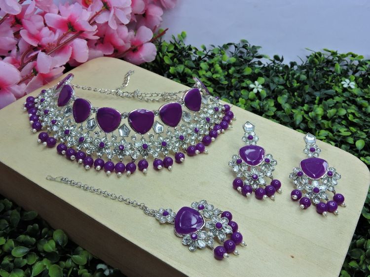 Picture of Radiant Designer American Diamond Purple Necklace