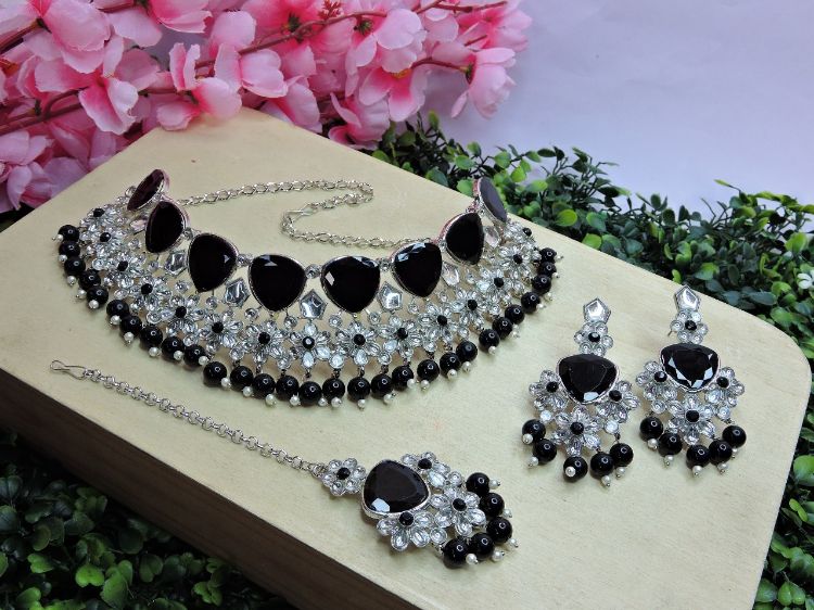 Picture of Ideal Designer American Diamond Black Necklace
