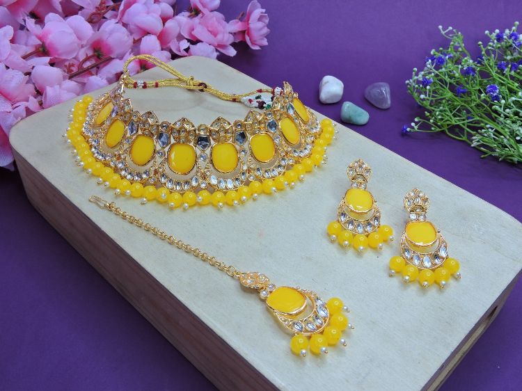 Picture of Admirable Designer American Diamond Yellow Necklace