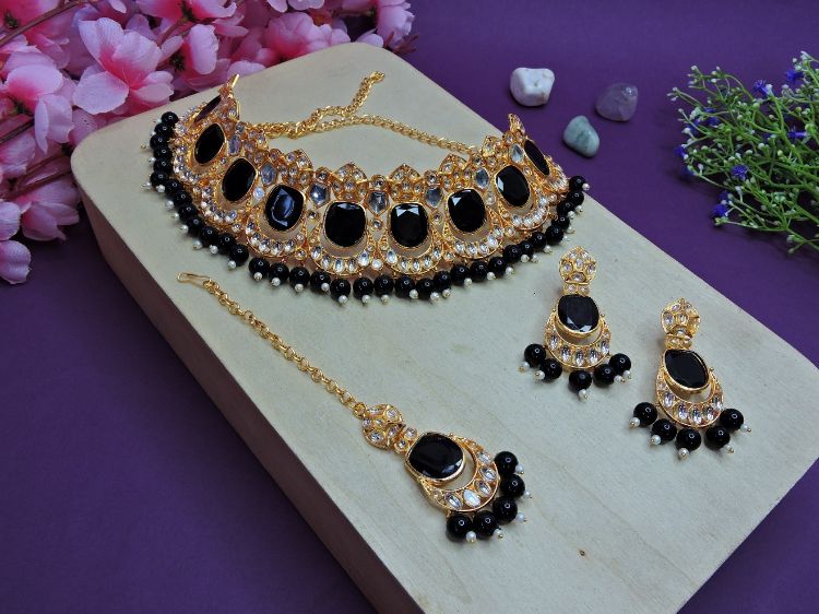 Picture of Graceful Designer American Diamond Black Necklace