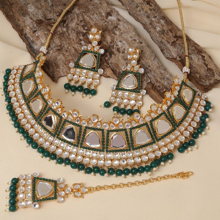 Picture of Pretty Designer American Diamond Green Necklace