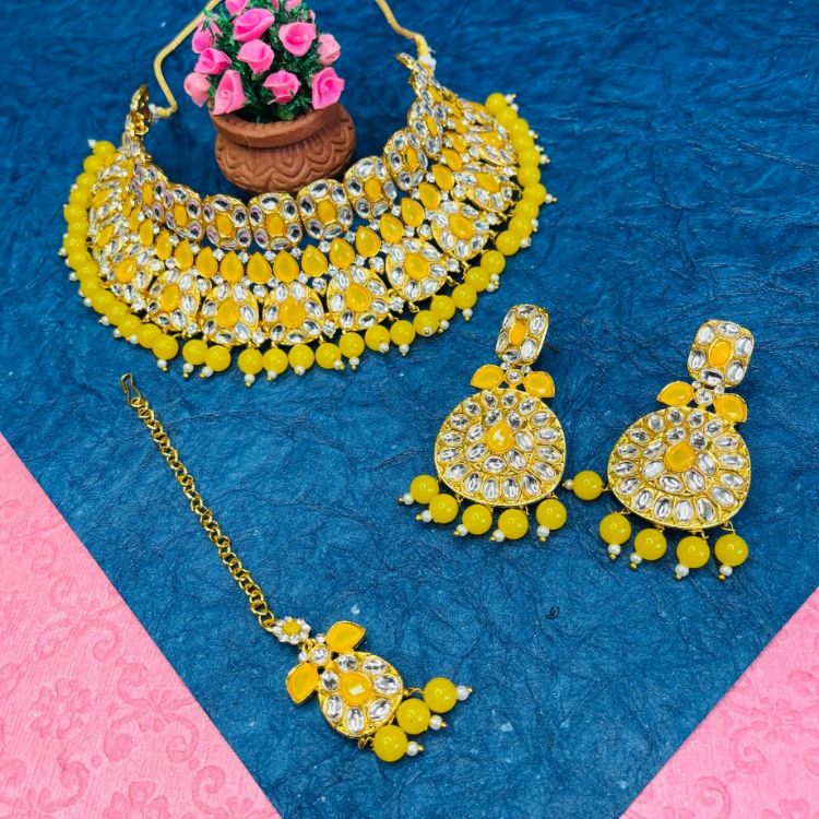 Picture of Admirable Designer American Diamond Yellow Necklace