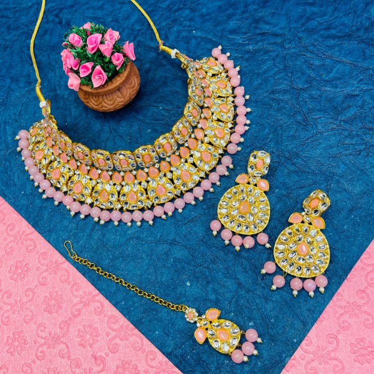 Picture of Beautiful Designer American Diamond Pink Necklace