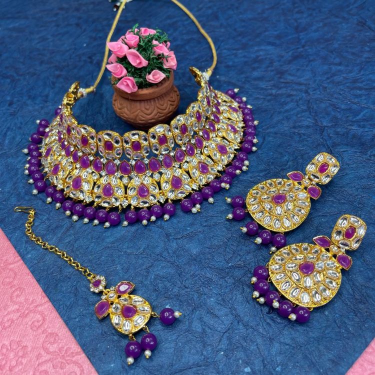 Picture of Graceful Designer American Diamond Purple Necklace