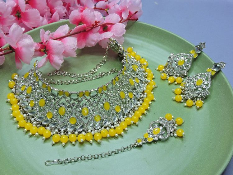 Picture of Sublime Designer American Diamond Yellow Necklace