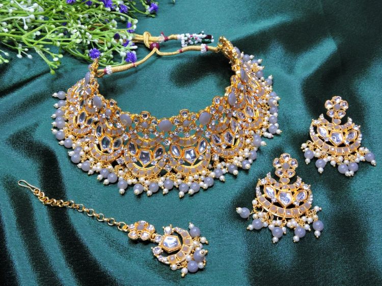 Picture of Radiant Designer American Diamond Grey Necklace