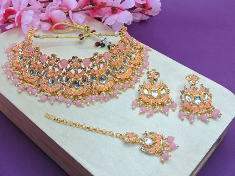 Picture of Marvelous Designer American Diamond Pink Necklace