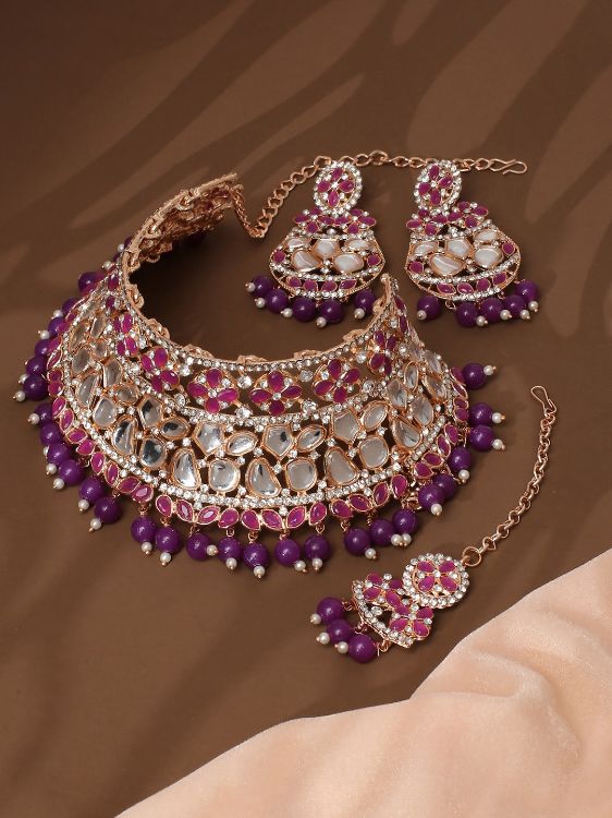 Picture of Bewitching Designer American Diamond Purple Necklace