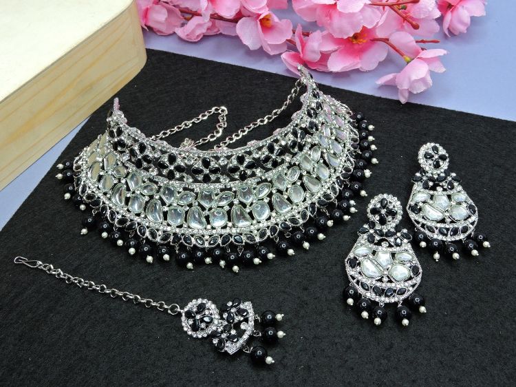 Picture of Nice Designer American Diamond Black Necklace