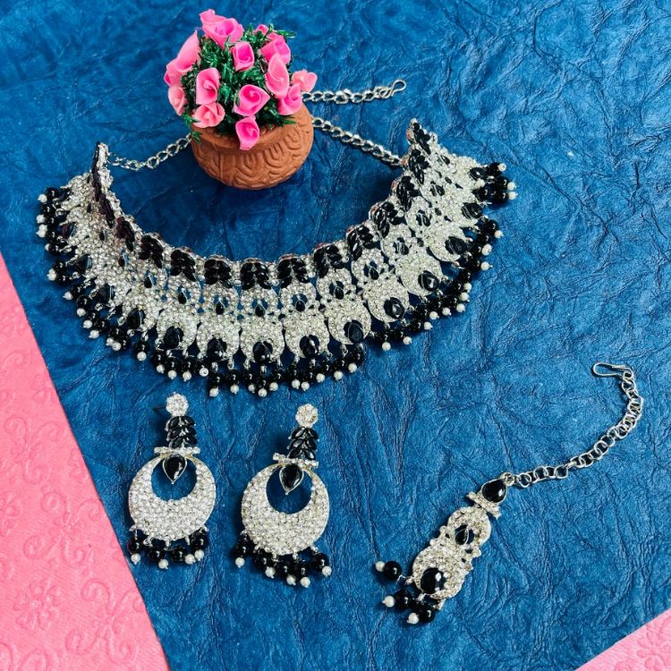 Picture of Classy Designer American Diamond Black Necklace