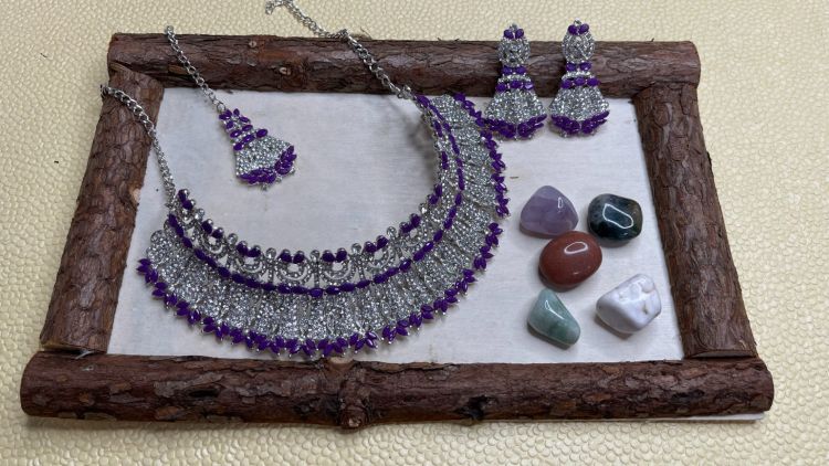 Picture of Sightly Designer American Diamond Purple Necklace