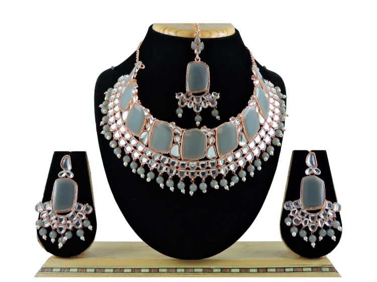 Picture of Taking Designer American Diamond Grey Necklace