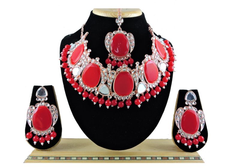 Picture of Bewitching Designer American Diamond Red Necklace
