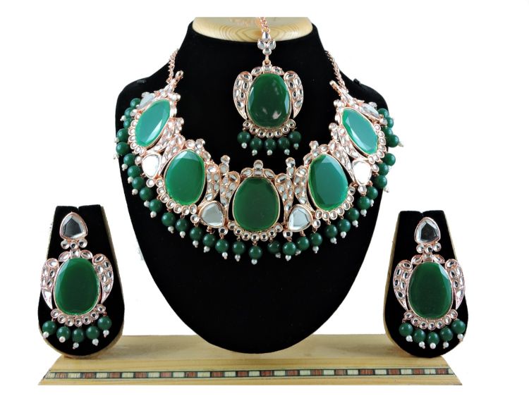 Picture of Sublime Designer American Diamond Green Necklace