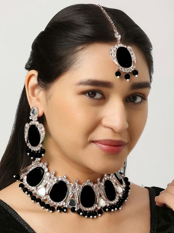 Picture of Elegant Designer American Diamond Black Necklace