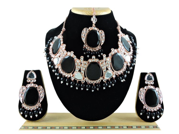 Picture of Elegant Designer American Diamond Black Necklace