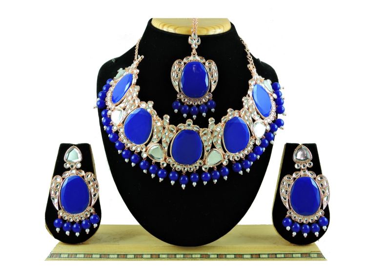 Picture of Beautiful Designer American Diamond Blue Necklace