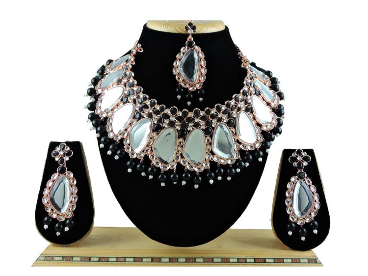 Picture of Alluring Designer American Diamond Black Necklace