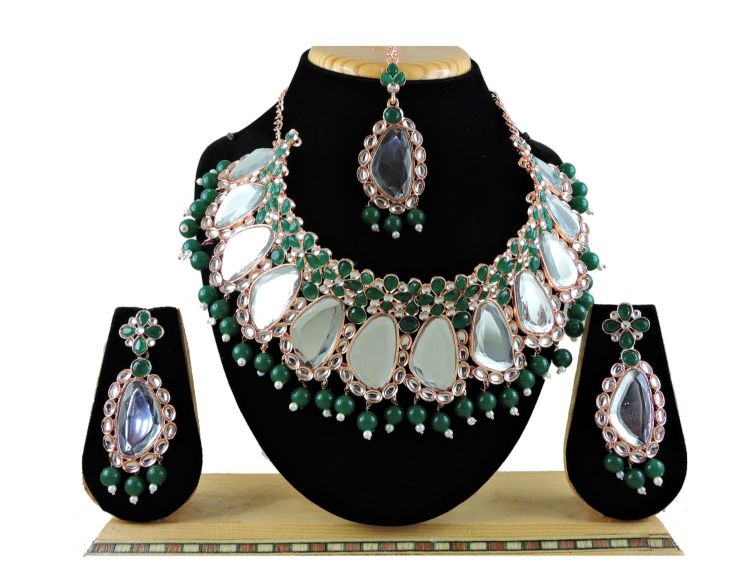 Picture of Charming Designer American Diamond Green Necklace