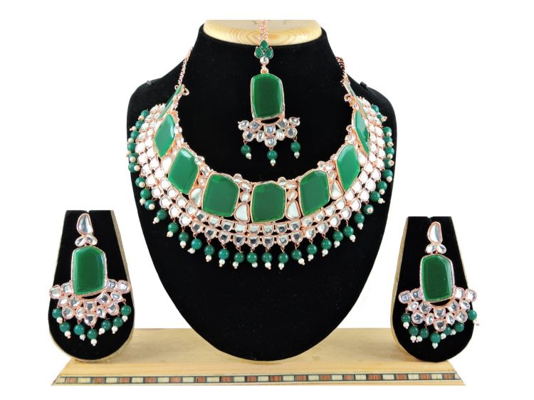 Picture of Graceful Designer American Diamond Green Necklace
