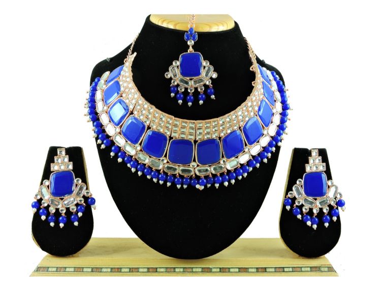 Picture of Splendid Designer American Diamond Blue Necklace