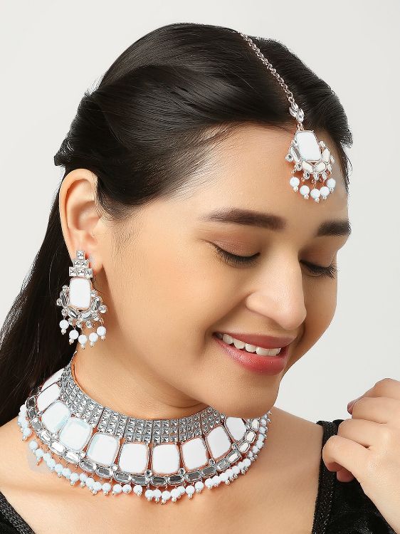 Picture of Amazing Designer American Diamond White Necklace