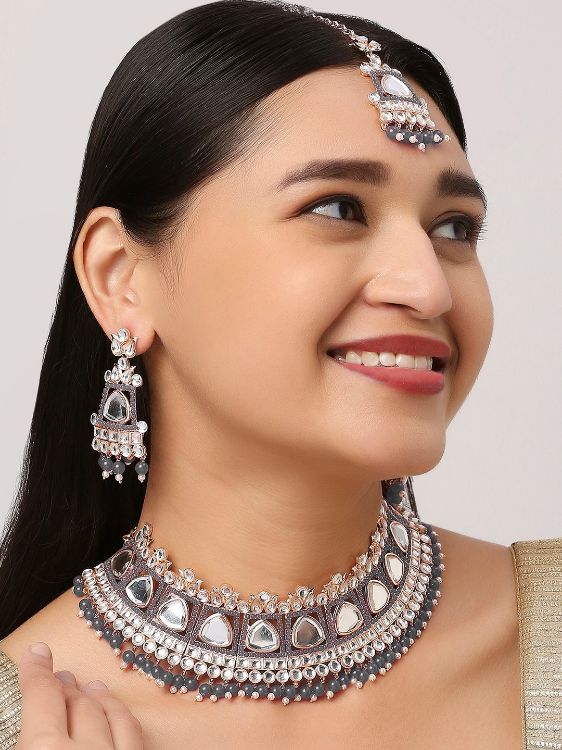 Picture of Charming Designer American Diamond Grey Necklace