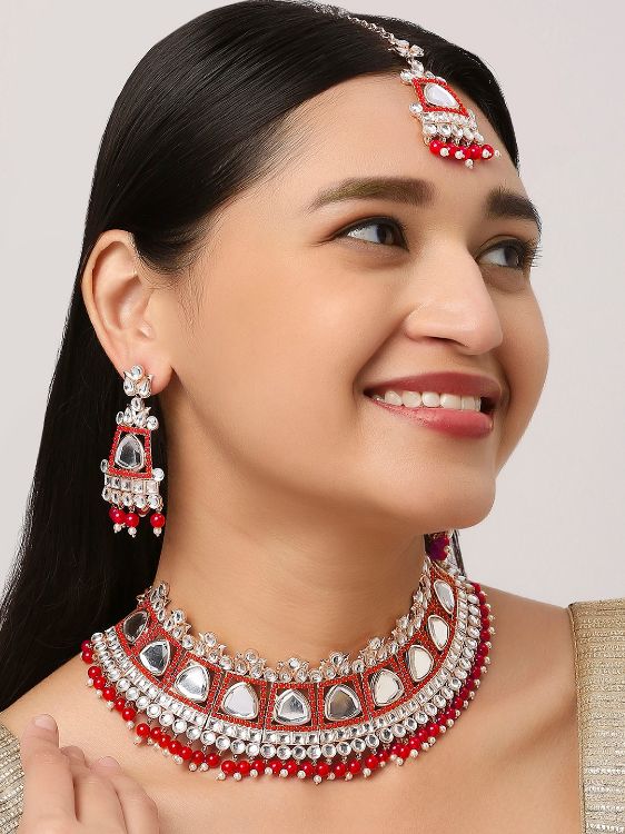 Picture of Radiant Designer American Diamond Red Necklace