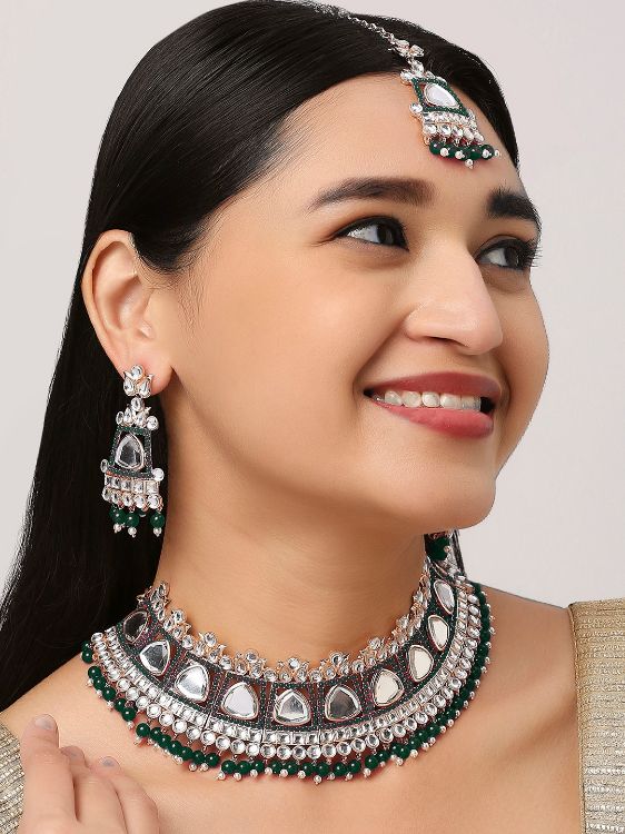 Picture of Beauteous Designer American Diamond Green Necklace