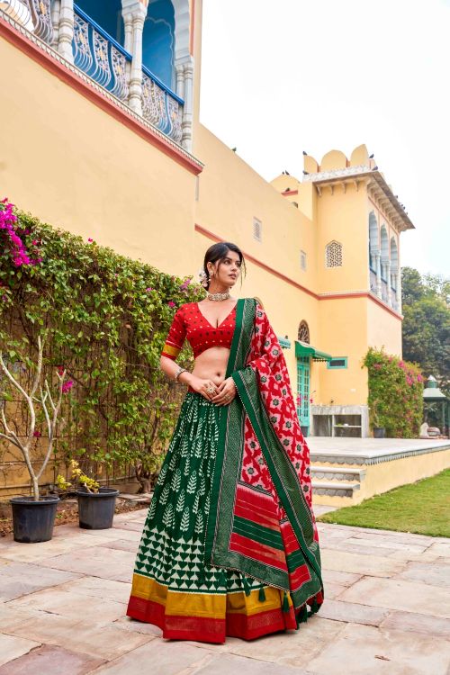 Picture of Graceful Silk Green Lehenga Choli