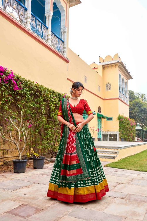 Picture of Graceful Silk Green Lehenga Choli