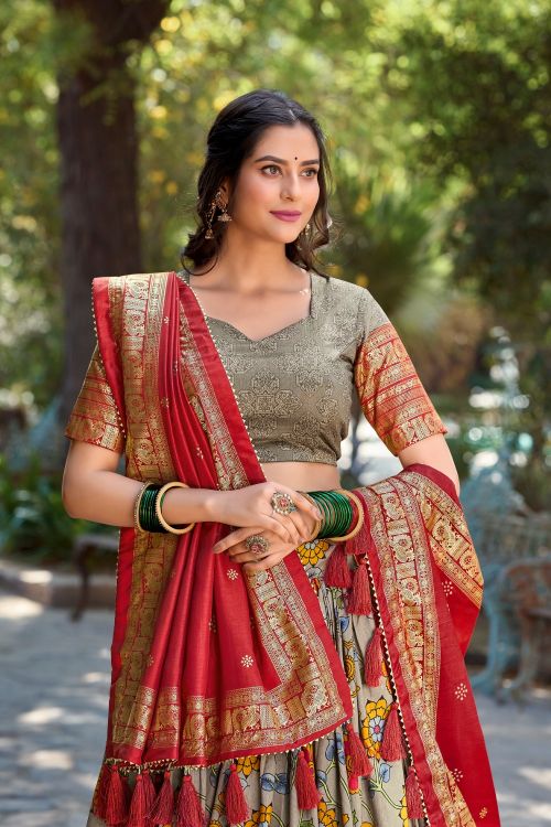 Picture of Beautiful Silk Grey Lehenga Choli