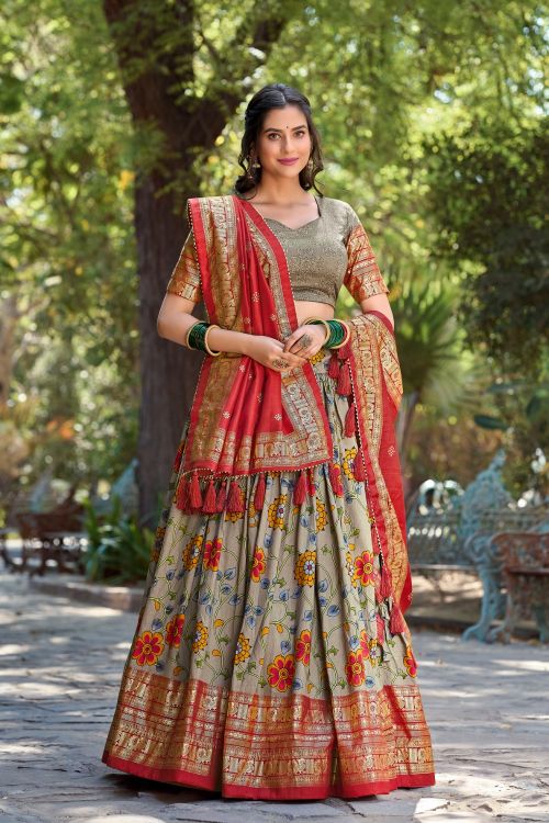 Picture of Beautiful Silk Grey Lehenga Choli