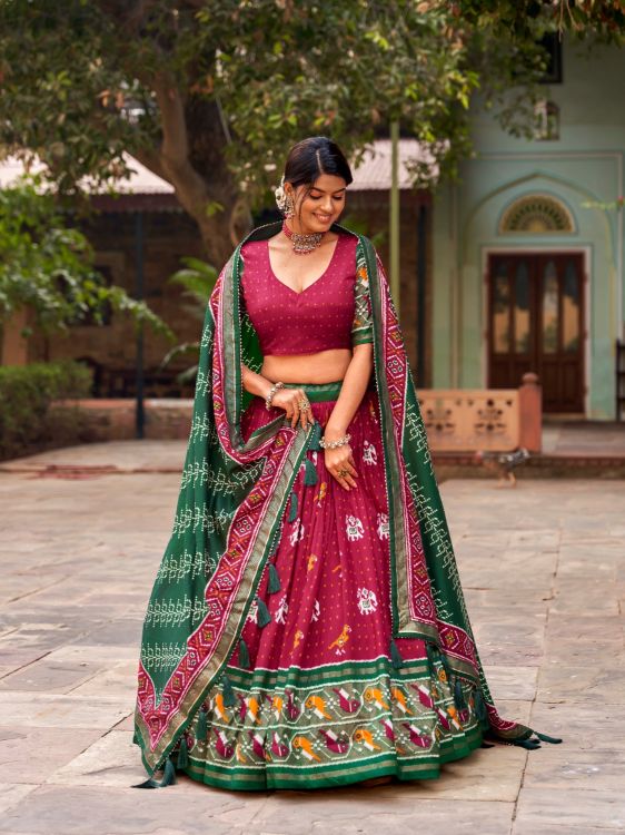 Picture of Graceful Silk Red Lehenga Choli