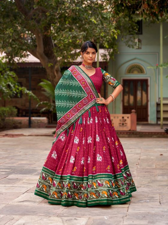 Picture of Graceful Silk Red Lehenga Choli