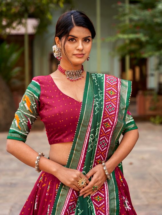 Picture of Graceful Silk Red Lehenga Choli