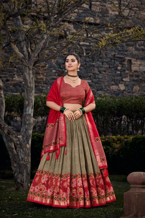 Picture of Magnificent Silk Beige Lehenga Choli