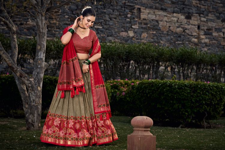 Picture of Magnificent Silk Beige Lehenga Choli