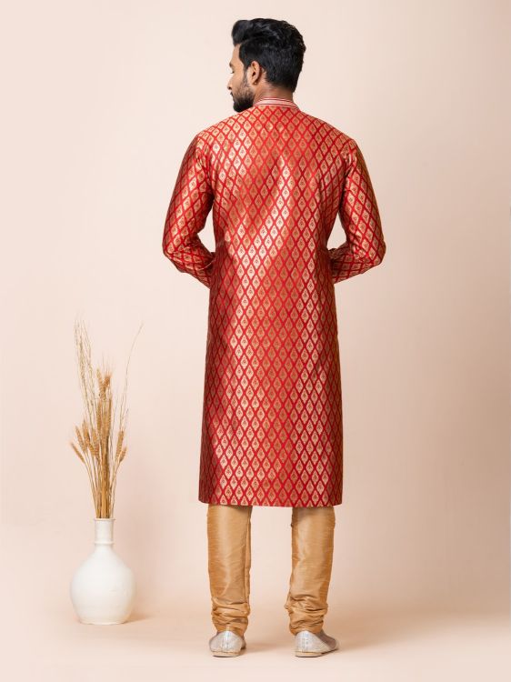 Picture of Passionate Jacquard Silk Red Premium Kurta Pajama