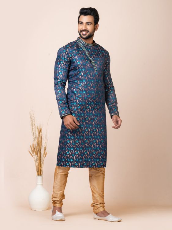 Picture of Premium Navy Blue Premium Designer Kurta Pajama