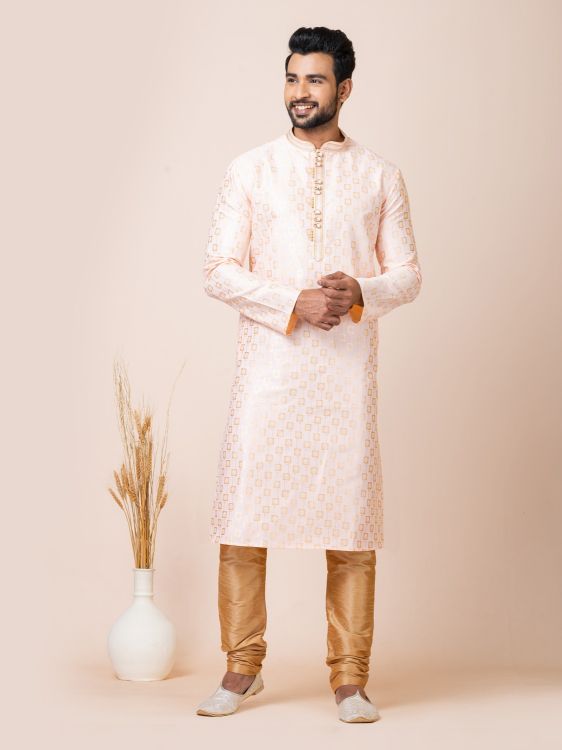 Picture of Smoothy Designer Misty Rose Jacquard Silk Premium Kurta Pajama