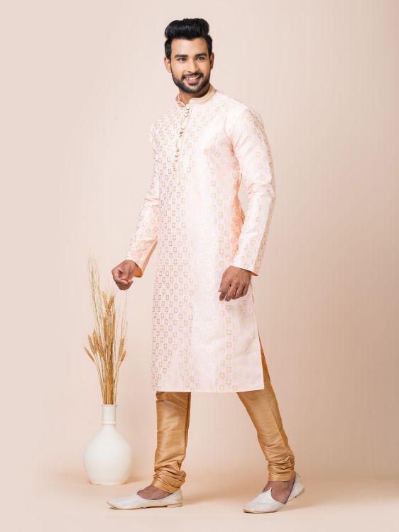 Picture of Smoothy Designer Misty Rose Jacquard Silk Premium Kurta Pajama