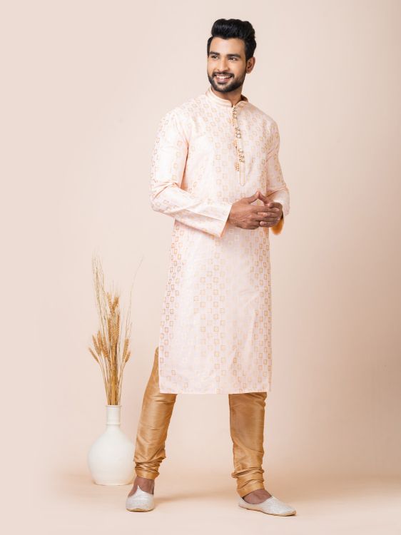 Picture of Smoothy Designer Misty Rose Jacquard Silk Premium Kurta Pajama