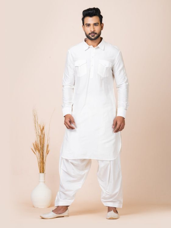 Picture of Lovely Ps Viscose White Kurta Pajama
