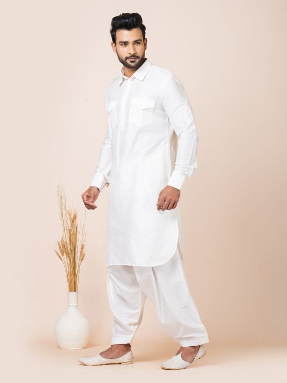 Picture of Lovely Ps Viscose White Kurta Pajama