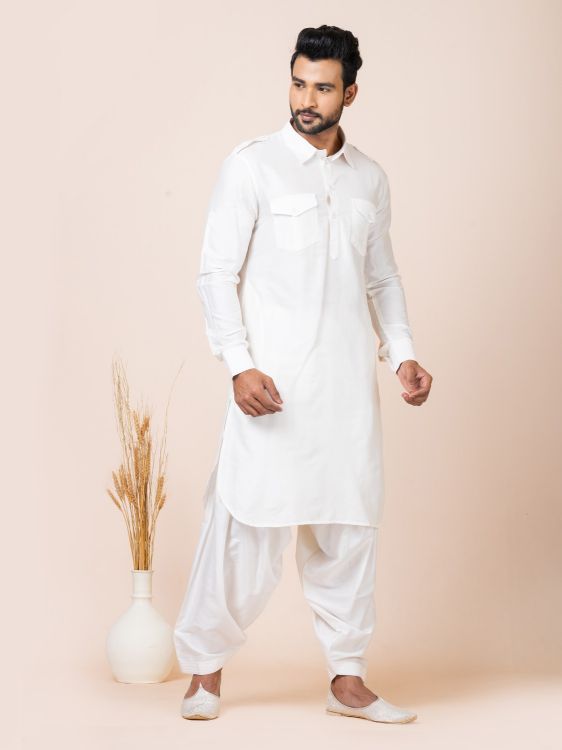 Picture of Lovely Ps Viscose White Kurta Pajama