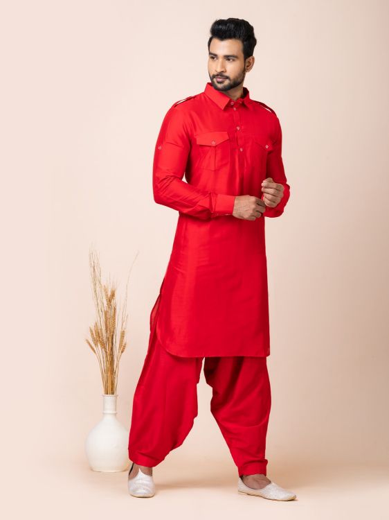 Picture of Nice Ps Viscose Red Kurta Pajama